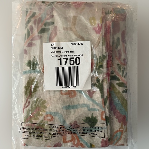 Anthropologie Organic Cotton Tales Menagerie Printed Café Curtain Set of 2 - Picture 3 of 4